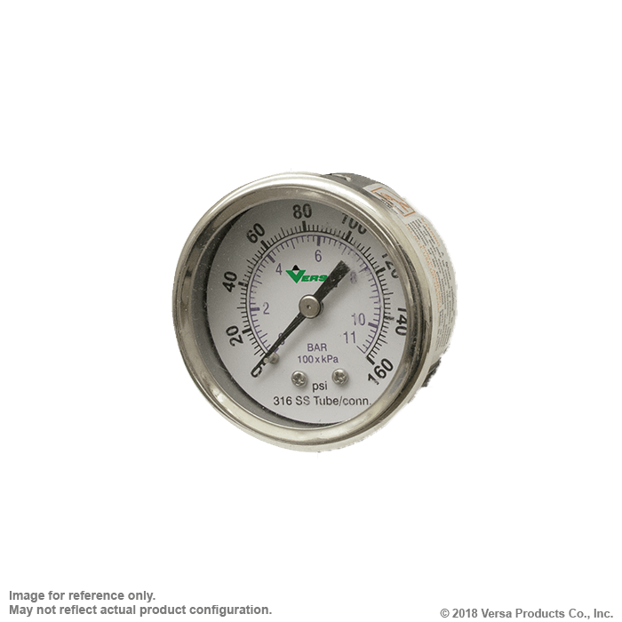 Versa ARGB060GAF AIR GAUGE, 2.0" DIA, DRY, 90 DEGREE ELBOW, SST AC